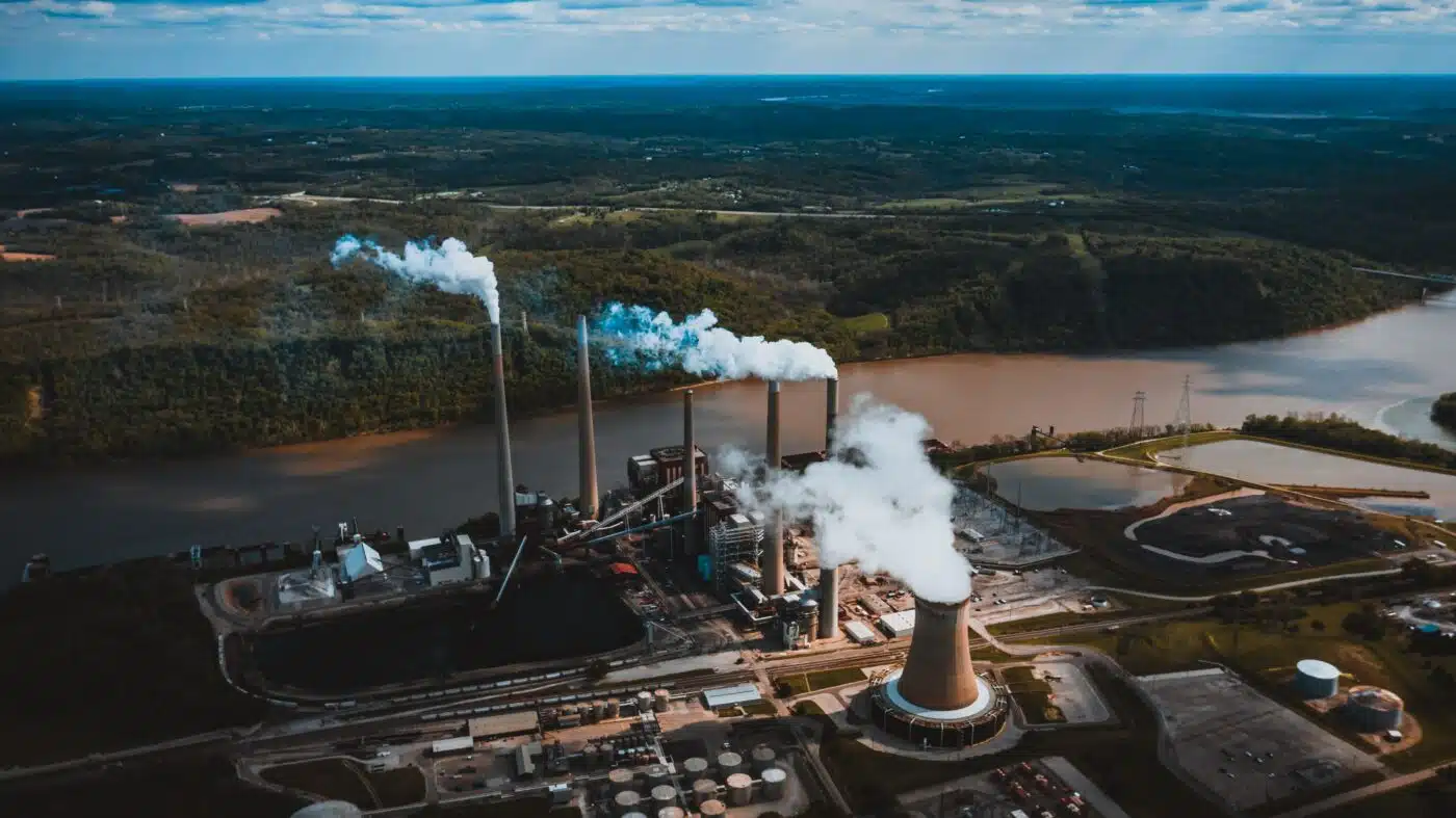 Image showing emissions leaving a plant and entering the air.